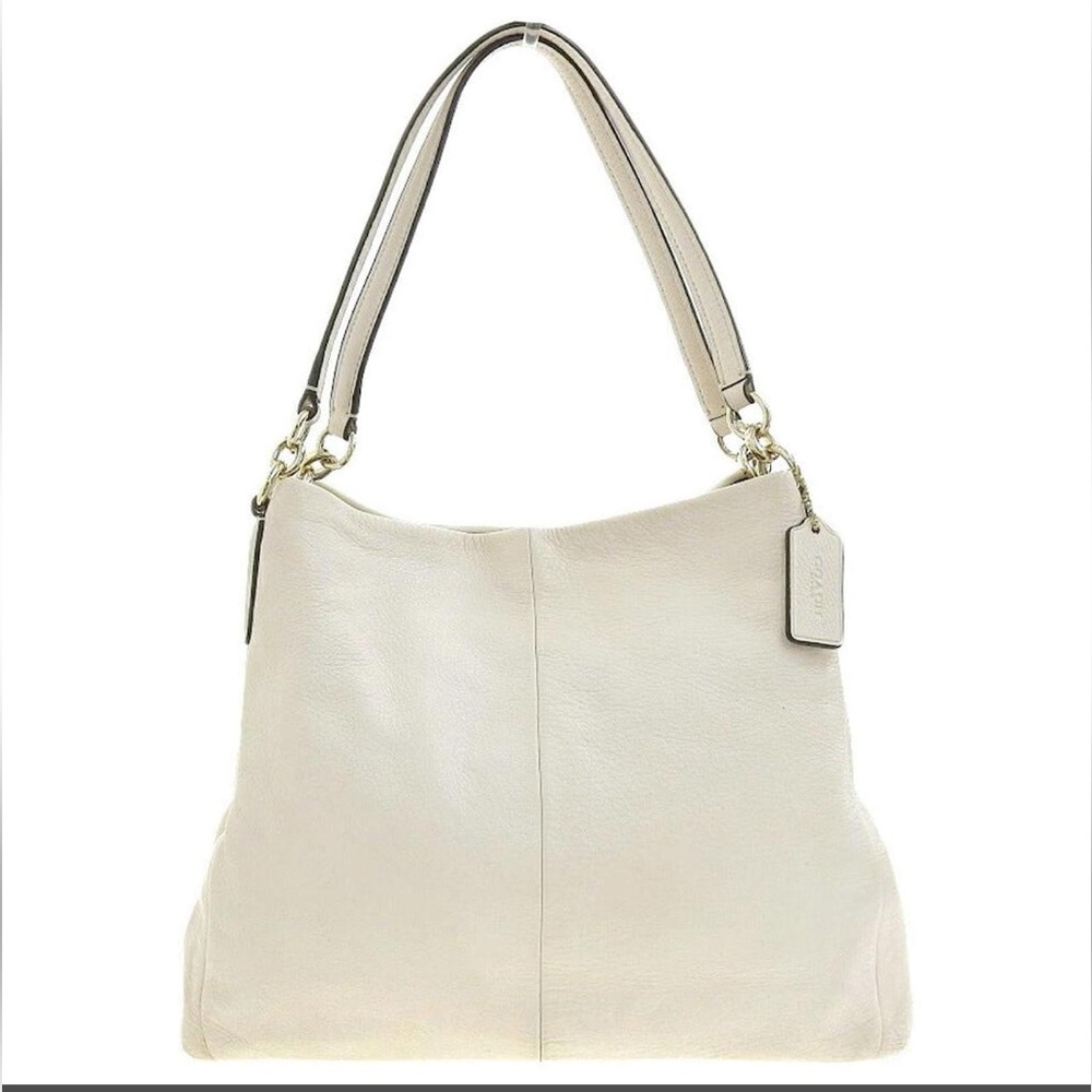 Coach Phoebe Pebbled Leather Shoulder Bag F35723 Bone Cream